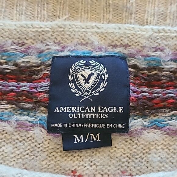 American eagle outfitters‎ wool blend tan, red and blue winter pattern sweater - Picture 3 of 6